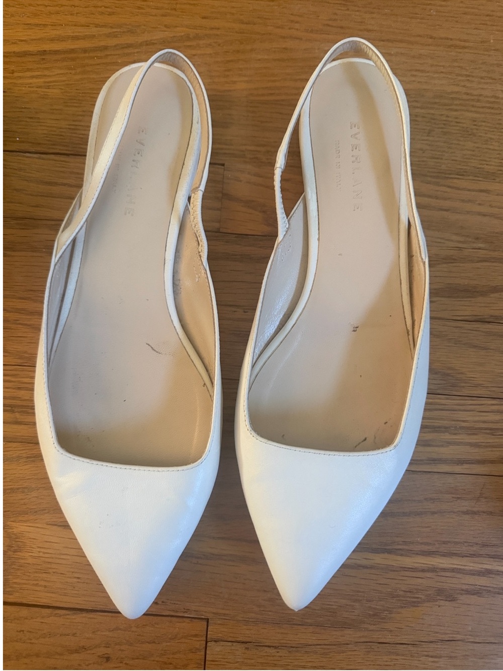 Everlane white leather slingback